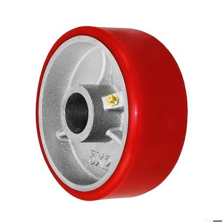 Durastar Wheel, 5X2 Polyurethane, Steel Red, Silver, 1-3/16 Plain Bore 520PU84V